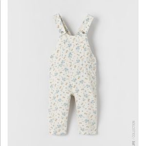 Zara floral denim overalls